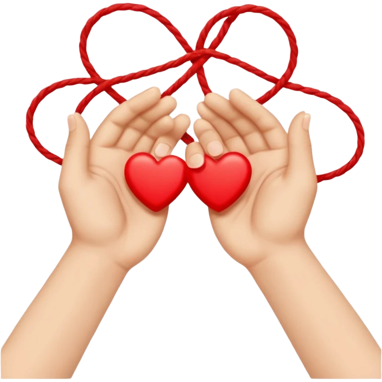 Two hands connect with red thread emoji