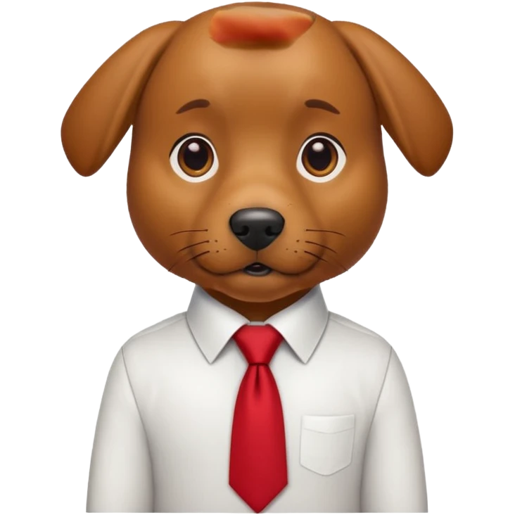 brown dog with red tie,white shirt emoji