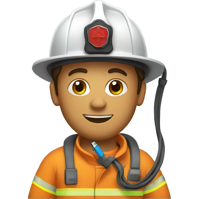 Firefighter holding a usb cable emoji