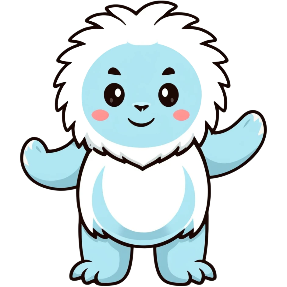 cute yeti with big feet and fur emoji