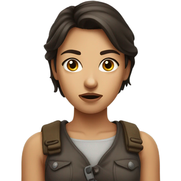 Brunette girl rude face emoji