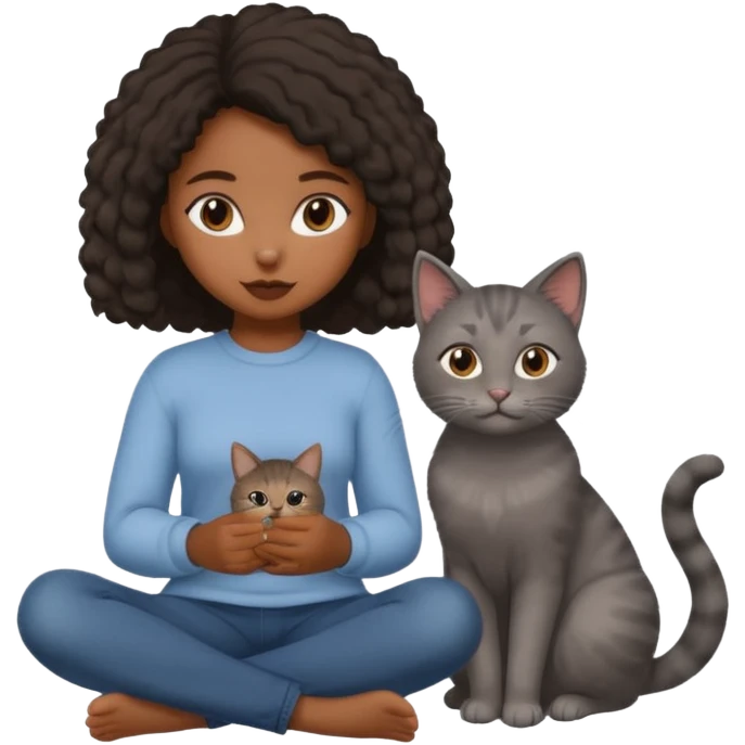 Black girl with grey cat emoji