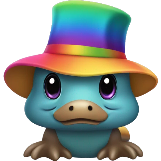 cute rainbow Platypus with hat  emoji