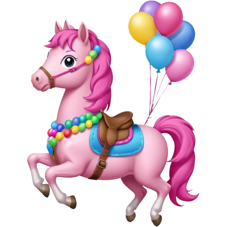 pinky pie holding colorful balloons tied to its saddle, looking cheerful. emoji