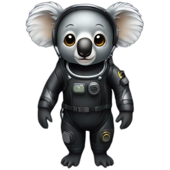koala in black rubber shiny diving suit emoji