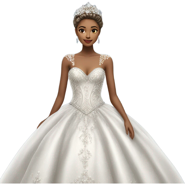 Hyper Realistic ornate ballgown Wedding dress displays with diamanté  emoji