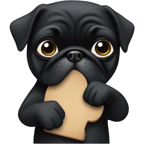 Black pug giving the thumbs down sign with paw emoji