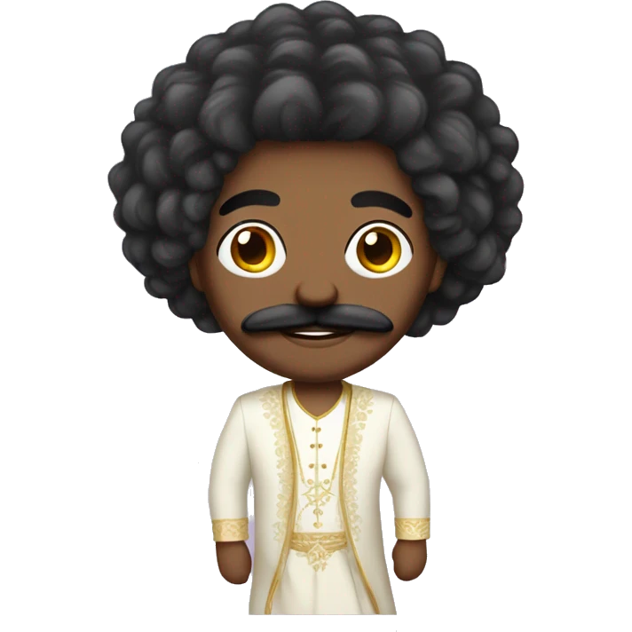 A indian black gay guy with fluffy hair and ugly mustache with a wedding veil emoji