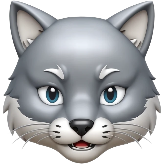 3D-style gray wolf or cat-like character emoji, big brain (4head meme) expression, clean and glossy, inspired by TenSquared logo emoji