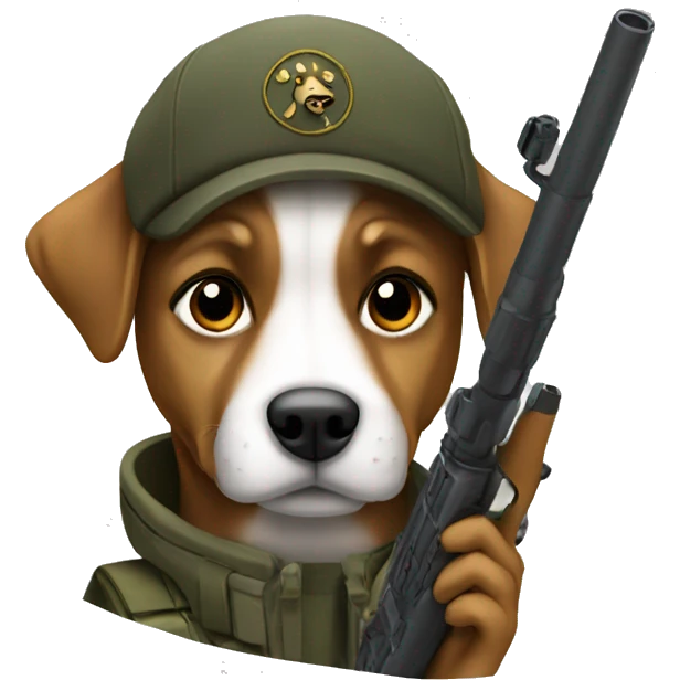 Dog holding Sniper emoji