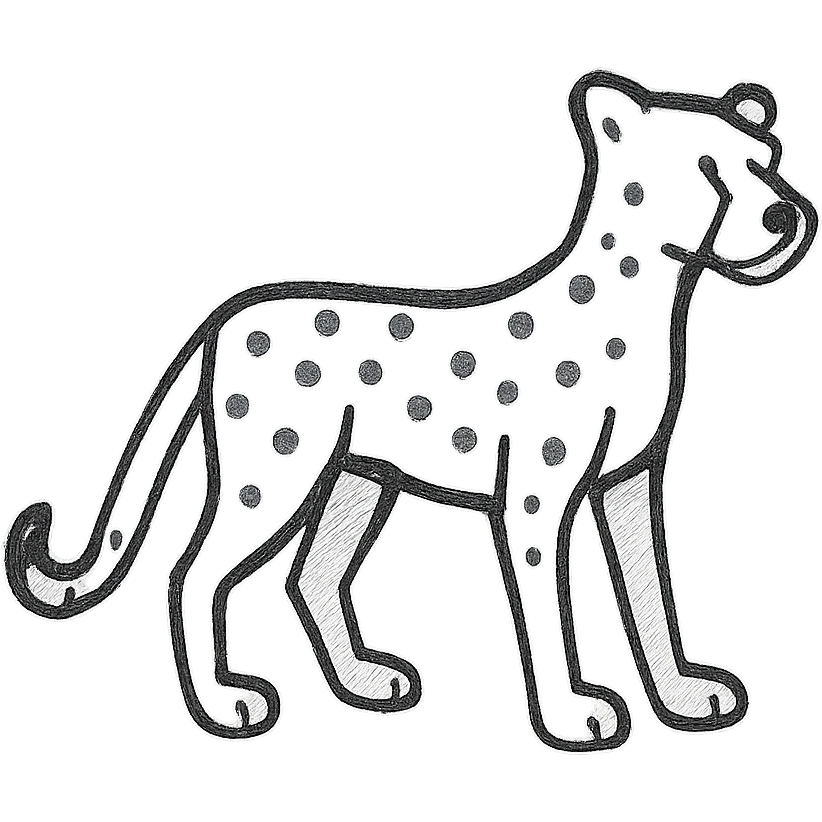 cheetah, hand drawn black outline style emoji