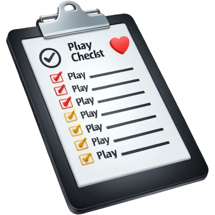 clipboard with checklist and play symbol emoji