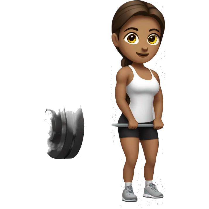 Deadlift exercise girl with brown hair and brown eyes  emoji