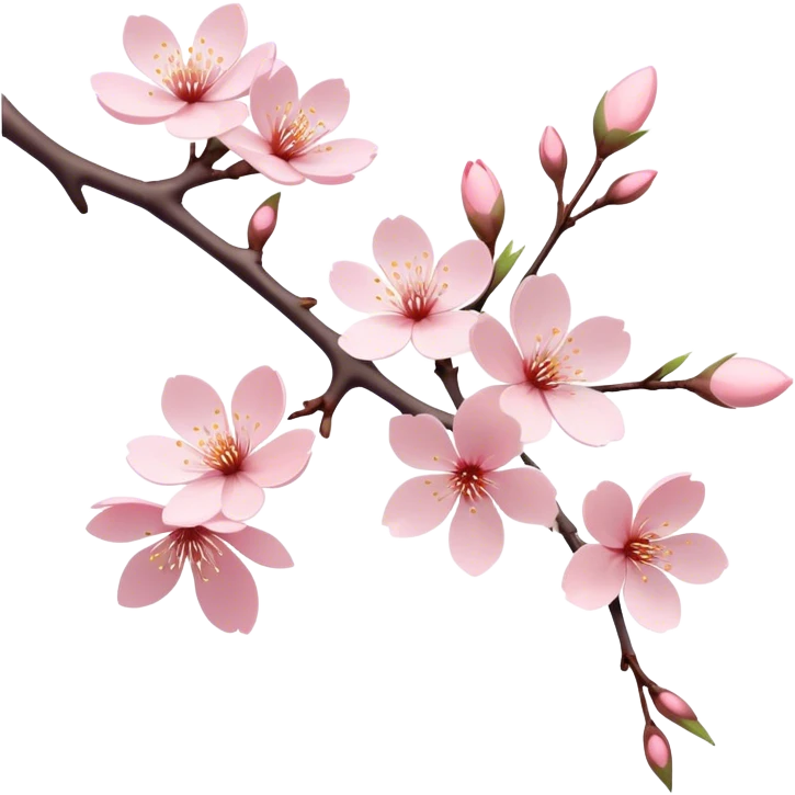 Cinematic Realistic Sakura Flowers on a Branch, depicted as delicate, soft pink blossoms gracefully adorning a slender, gently twisted branch, illuminated by subtle, warm natural light that accentuates their ethereal beauty and transient charm, poetic spring scene emoji