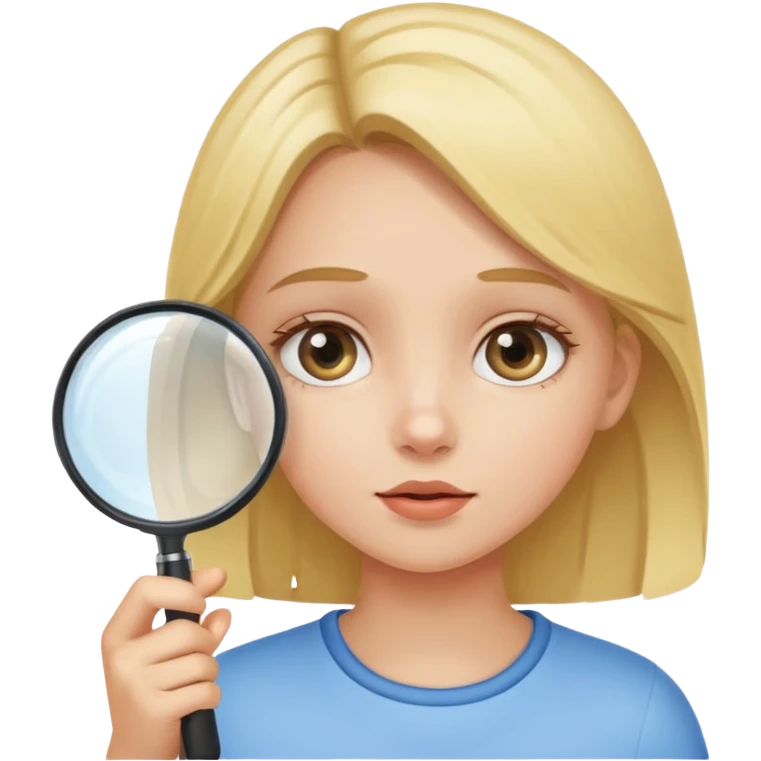girl looking at something through a magnifying glass emoji