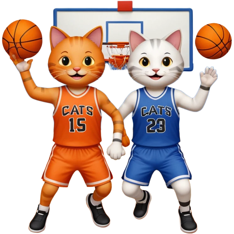2 cats who just won a basketball game on a team called cats emoji