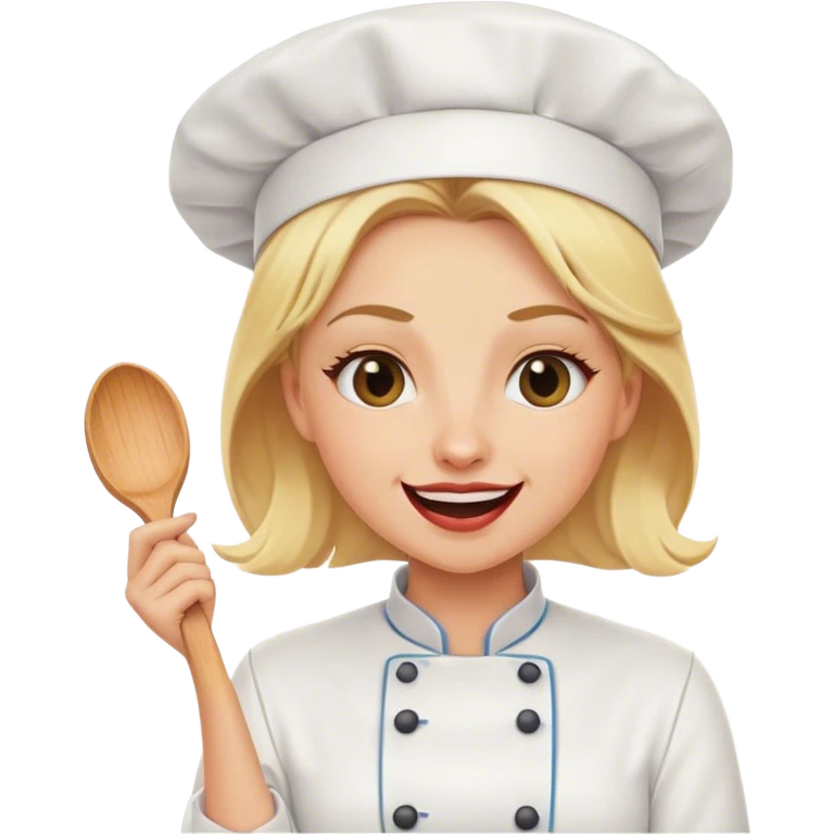 Blonde female chef making jokes emoji
