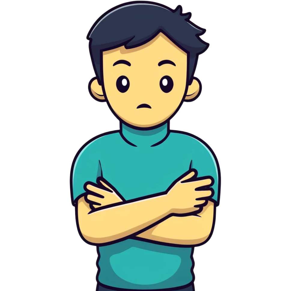 A person crossing arms holding neck choking emoji