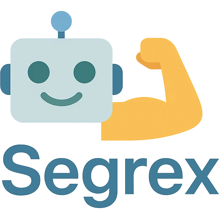 smiling robot head with an elbow sign and the word 'Segrex' emoji