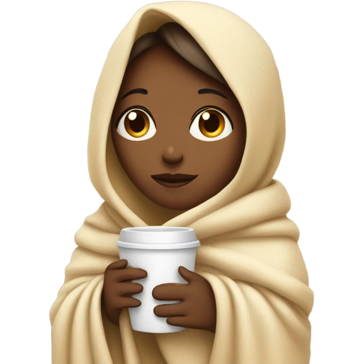 girl inside a blanket sipping coffee eyes closed emoji