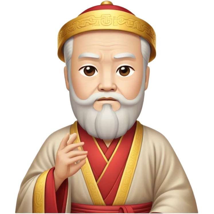 Cinematic Realistic Confucius Portrait Emoji, depicted as a wise ancient philosopher in traditional robes with a serene, contemplative expression, rendered with soft timeless textures and harmonious natural lighting that captures his enduring wisdom. emoji