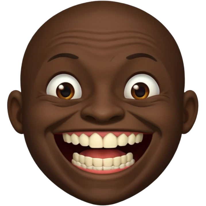 A black habshi man with ugly teeth laughing emoji