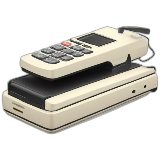 Fold out retro flip phone with a classic clamshell design emoji