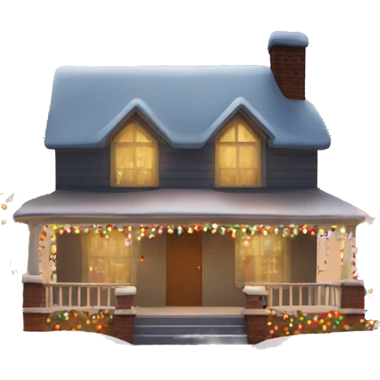House with Christmas lights emoji