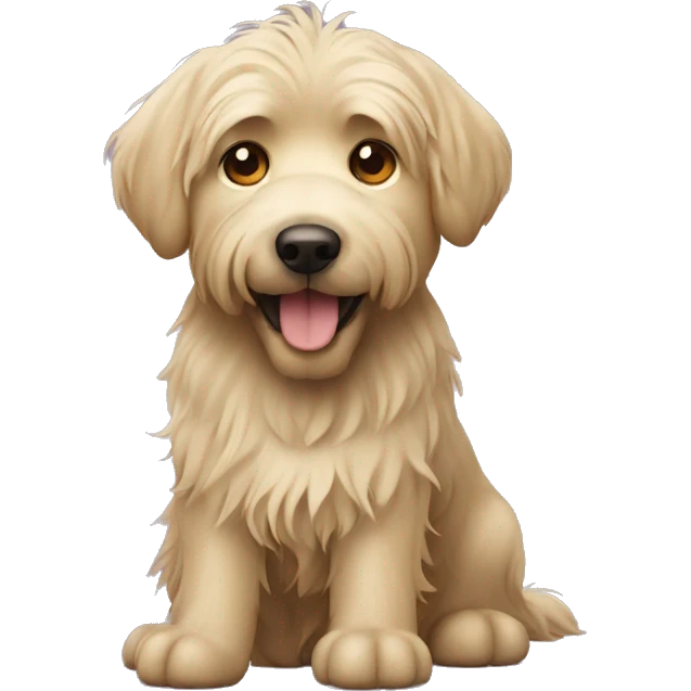 shaggy dog similar to labrador with golden sticking out hair emoji