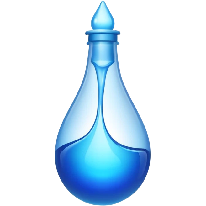 "Abstract logo symbol representing plastic blow molding, a drop of blue liquid plastic transforming into a solid bottle shape, futuristic, metallic texture, blue and silver gradient, white background, high definition app icon." emoji