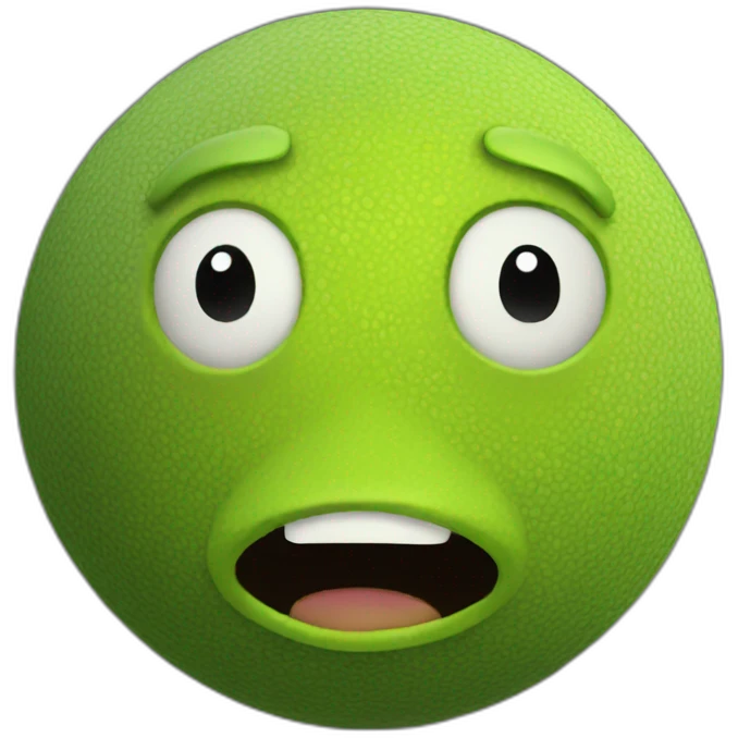 3d sphere with a cartoon Shreck skin texture emoji
