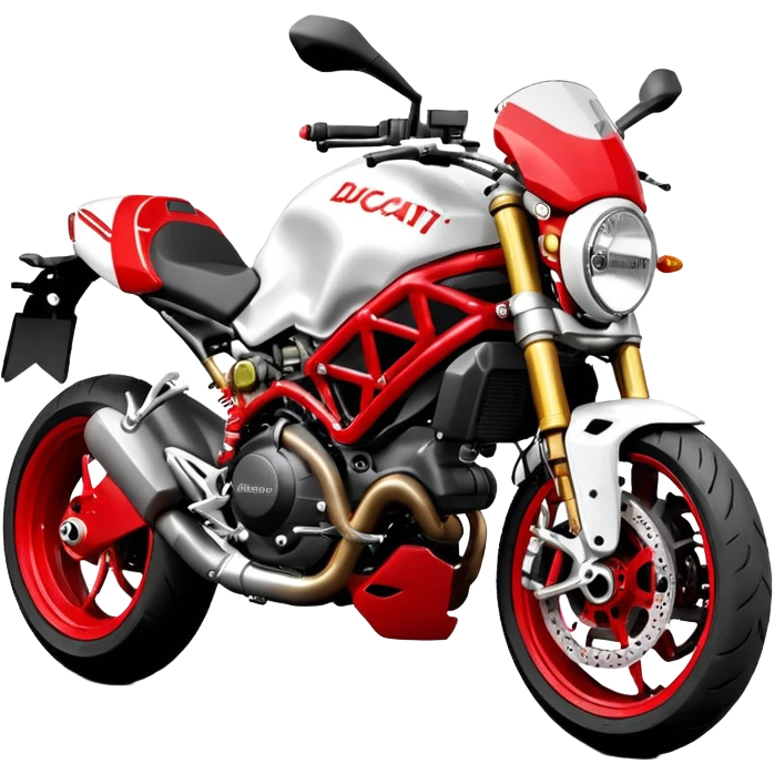 Ducati Monster S4RS motorcycle, simplified, red and white color scheme, iconic S4RS design emoji