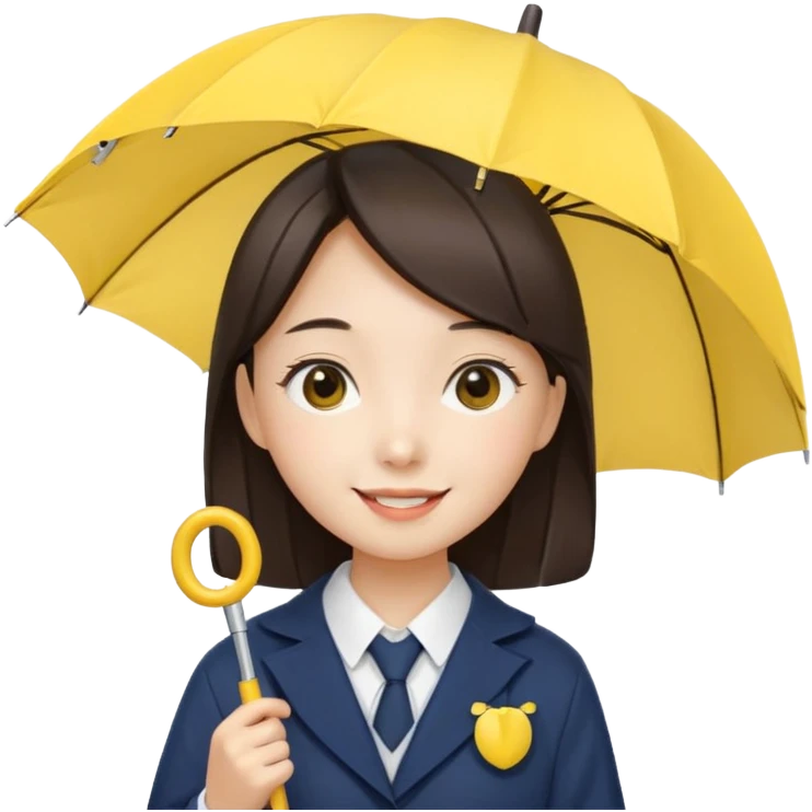 A koean girl wear school uniforms hold yellow umbrella emoji