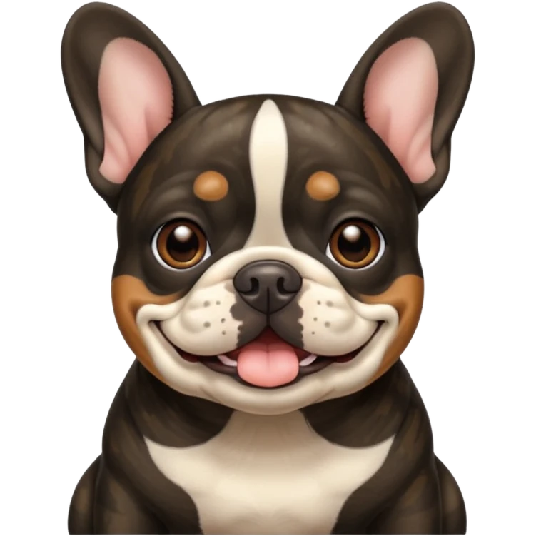 black brindle french bulldog smiling emoji