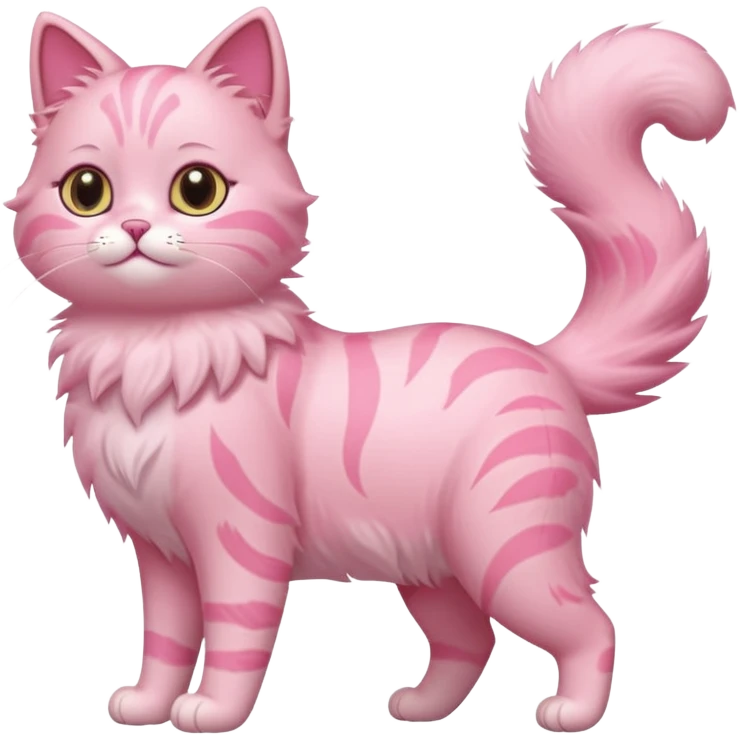cute pink cat, full body. different body shape, side view. emoji