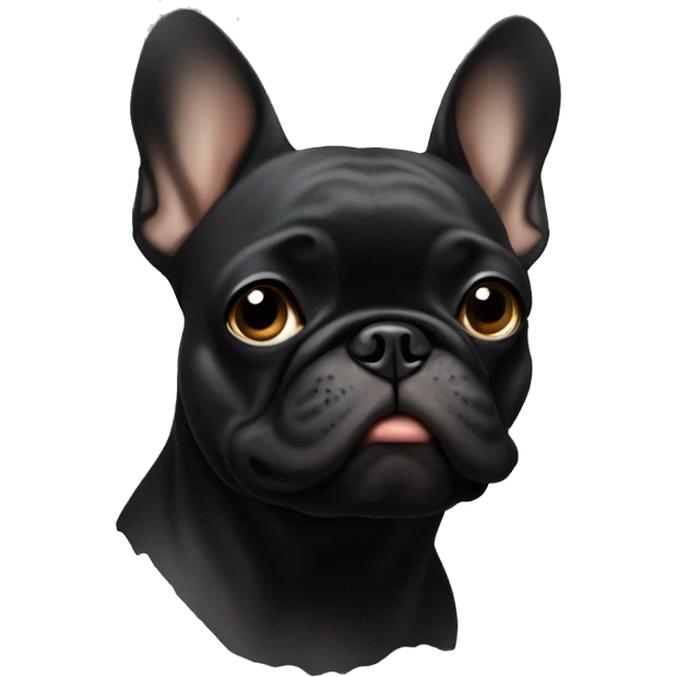 Black frenchie with dirty face emoji