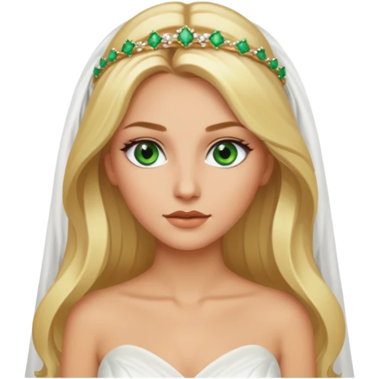 Fille cheuveux blond longt yeux vert  maquiller robe de mariage Métisse chronique emoji