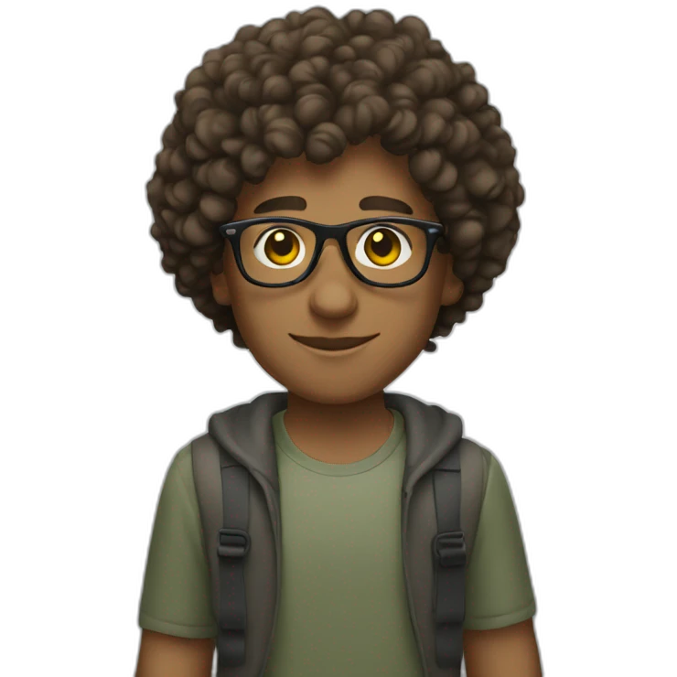 young man with curly hair and ray ban glasses emoji