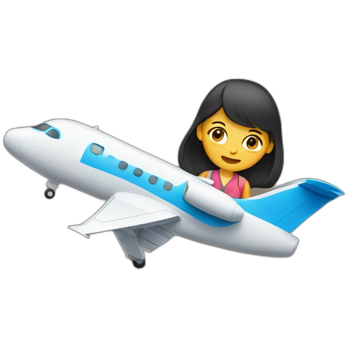 Mujer catira cargando con un avion emoji