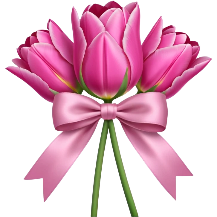Pink tulips with a bow emoji