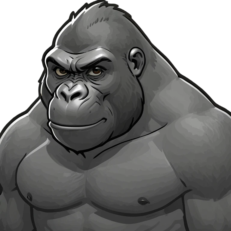 Buff gorilla eating pink cake  emoji