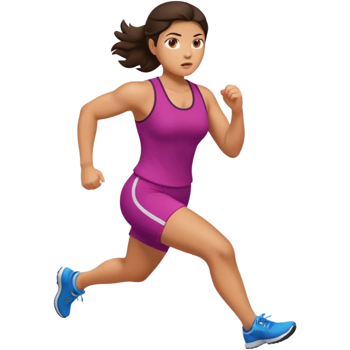 stocky brunette woman running emoji