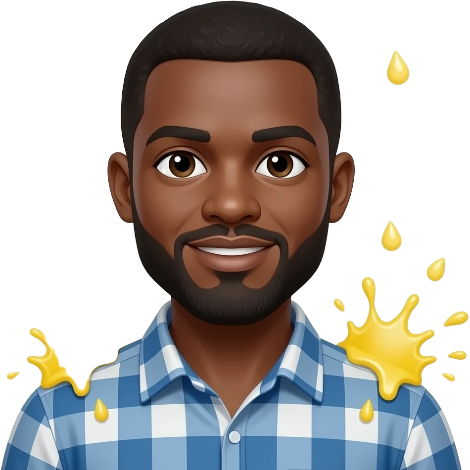 Yellow rain drops splash on black man with grey beard emoji