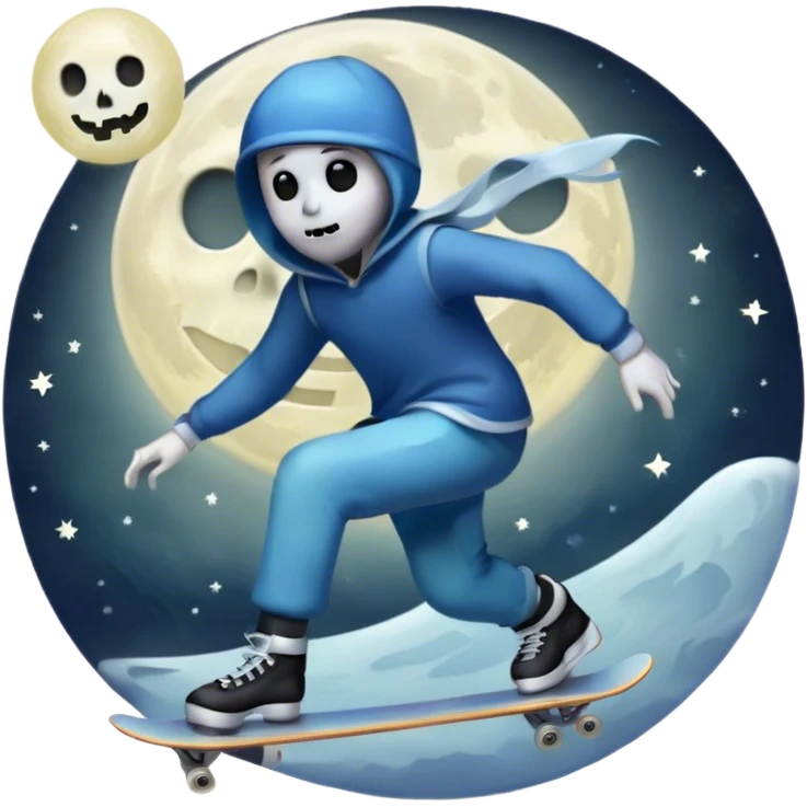  skater boi  ghost skating under a moon emoji