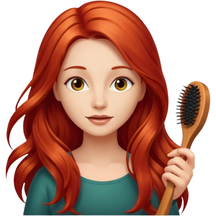 A woman brushing her red hair emoji