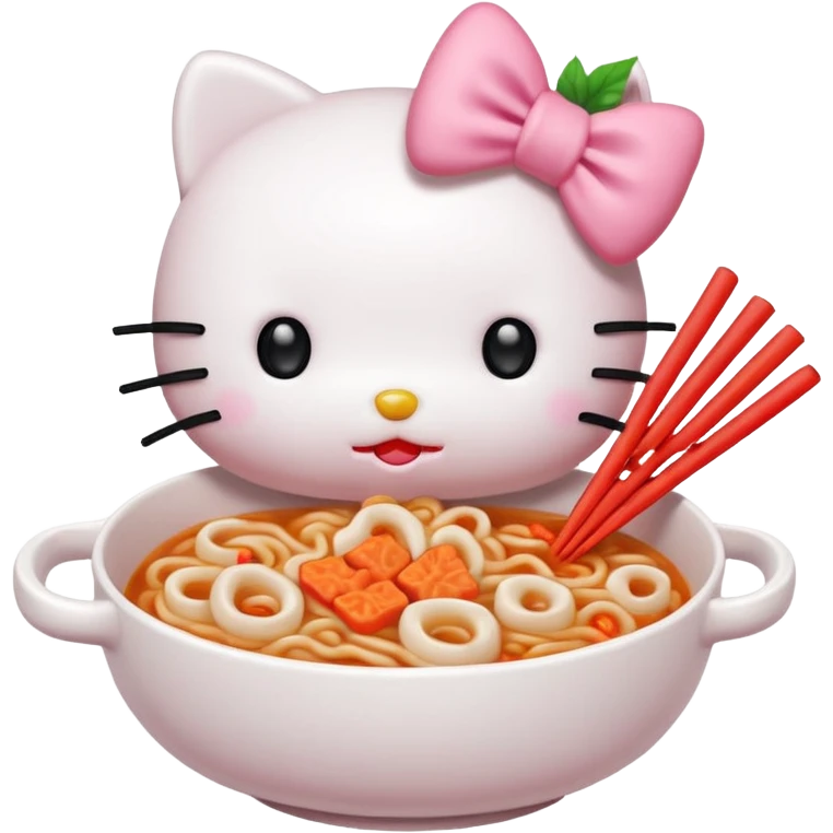 Hello Kitty eating kimchi udon noodles emoji