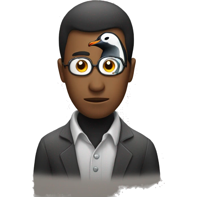 Man watching a penguin  emoji