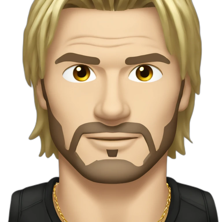 David beckham with black hair wearing gold chain and black shirt emoji
