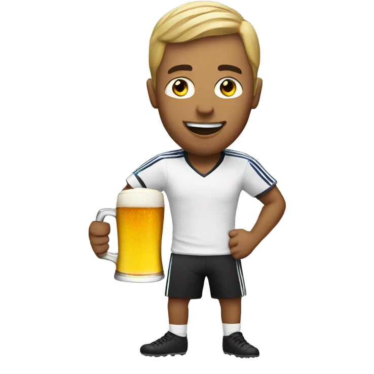 Man with beer playing soccer emoji