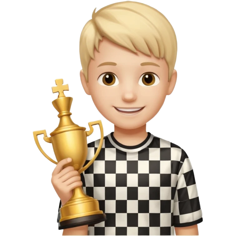 Kid with trophy, Chess club. emoji
